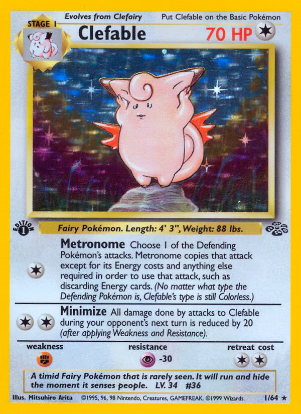 Clefable (Unlimited) Pokemon card (1/64, Jungle)