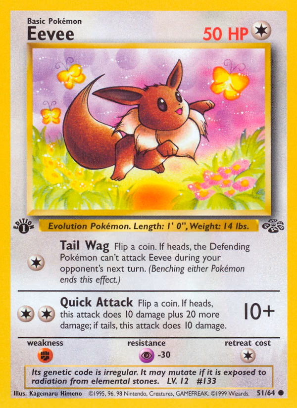 Eevee (Unlimited) Pokemon card (51/64, Jungle)