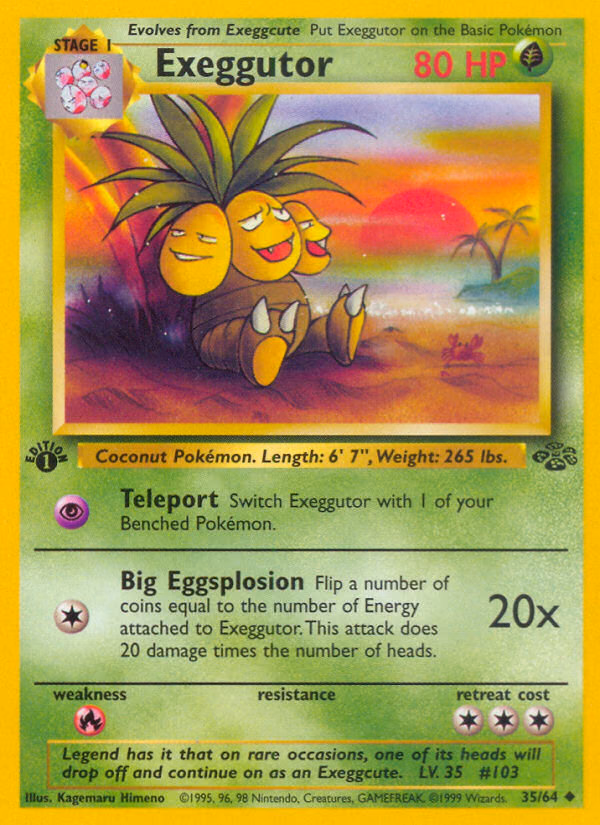 Exeggutor (1st Edition) Pokemon card (35/64, Jungle)
