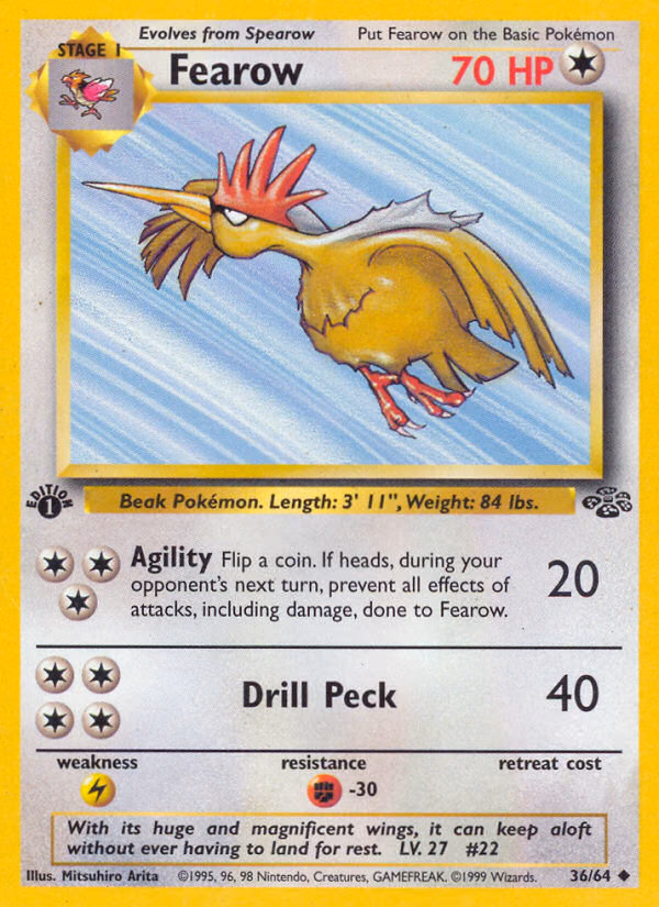 Fearow (1st Edition) Pokemon card (36/64, Jungle)