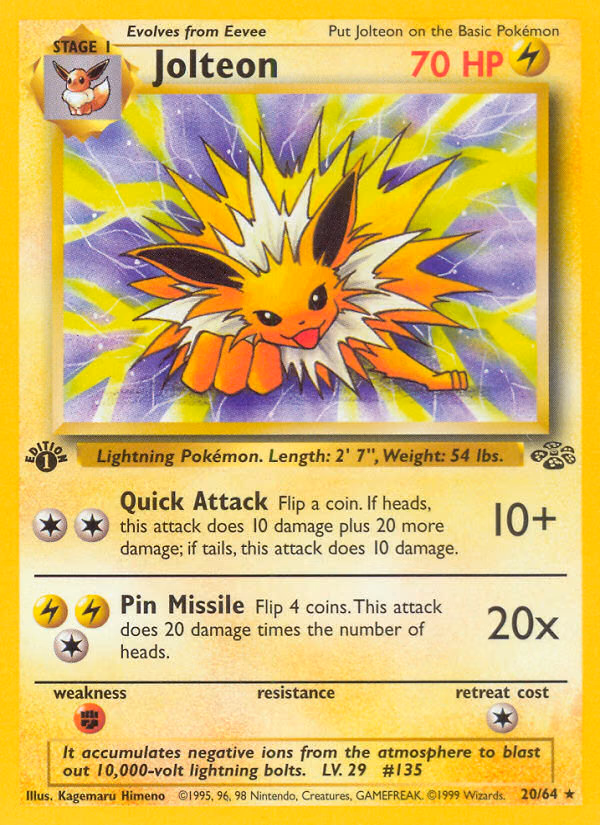 Jolteon (Unlimited) Pokemon card (20/64, Jungle)