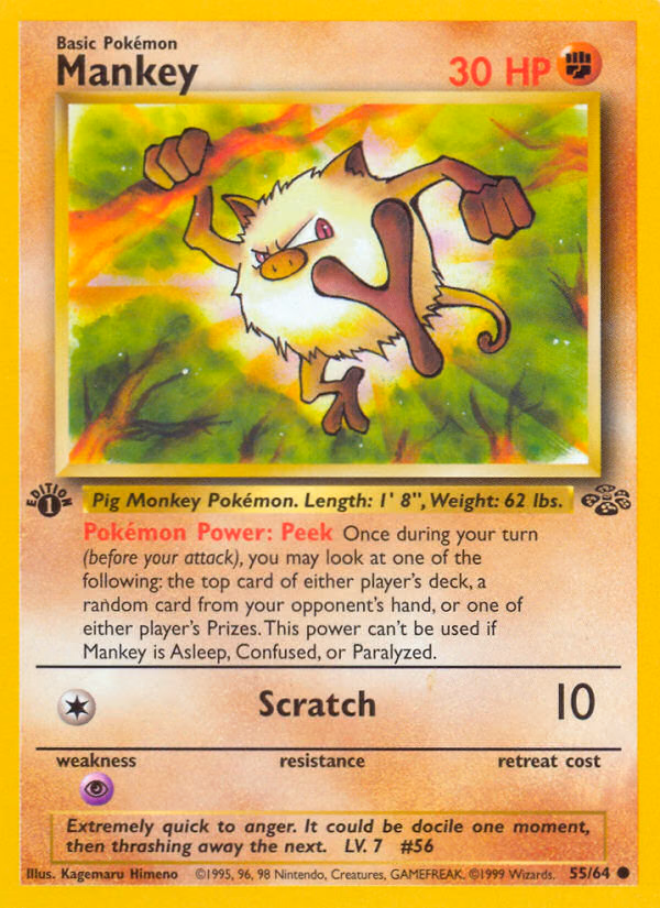 Mankey (Unlimited) Pokemon card (55/64, Jungle)