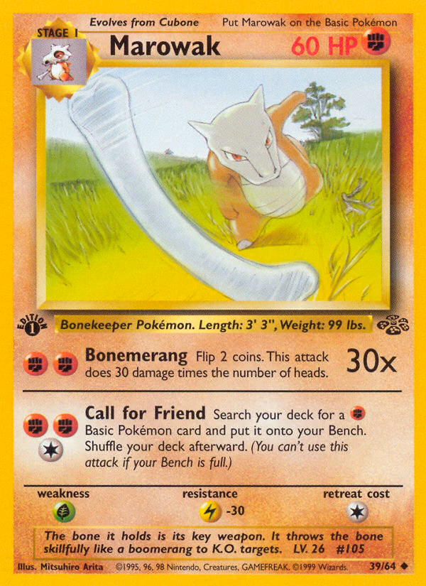 Marowak (Unlimited) Pokemon card (39/64, Jungle)