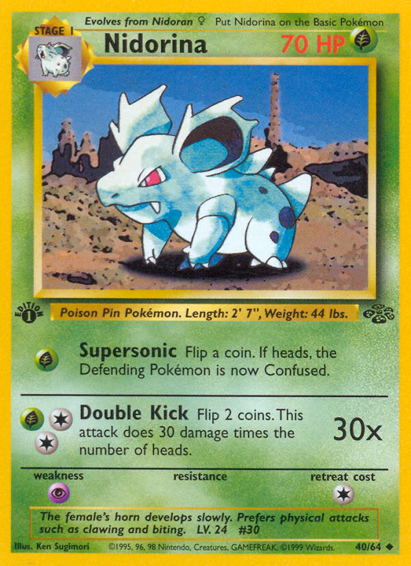 Nidorina (Unlimited) Pokemon card (40/64, Jungle)