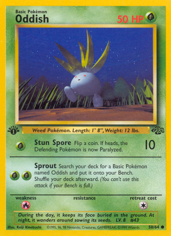 Oddish (Unlimited) Pokemon card (58/64, Jungle)