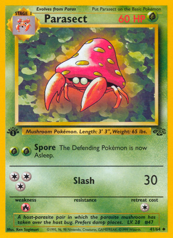 Parasect (1st Edition) Pokemon card (41/64, Jungle)