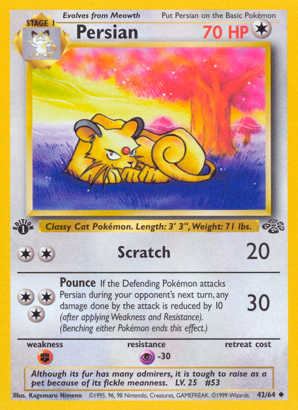 Persian (Unlimited) Pokemon card (42/64, Jungle)