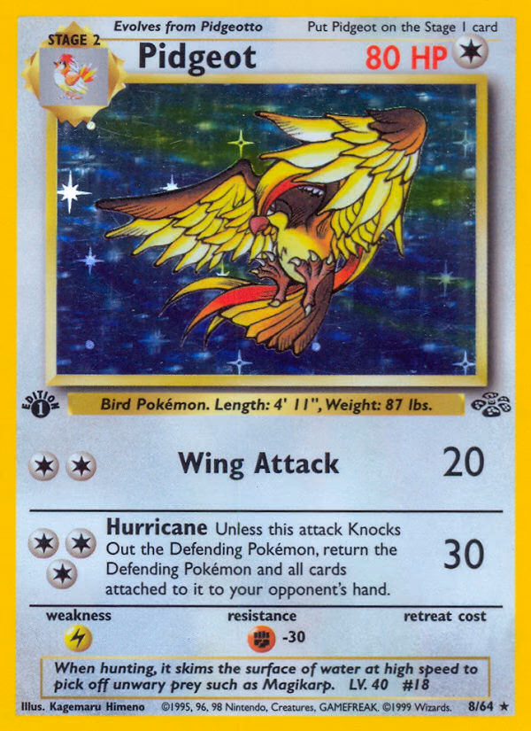 Pidgeot (Unlimited) Pokemon card (8/64, Jungle)
