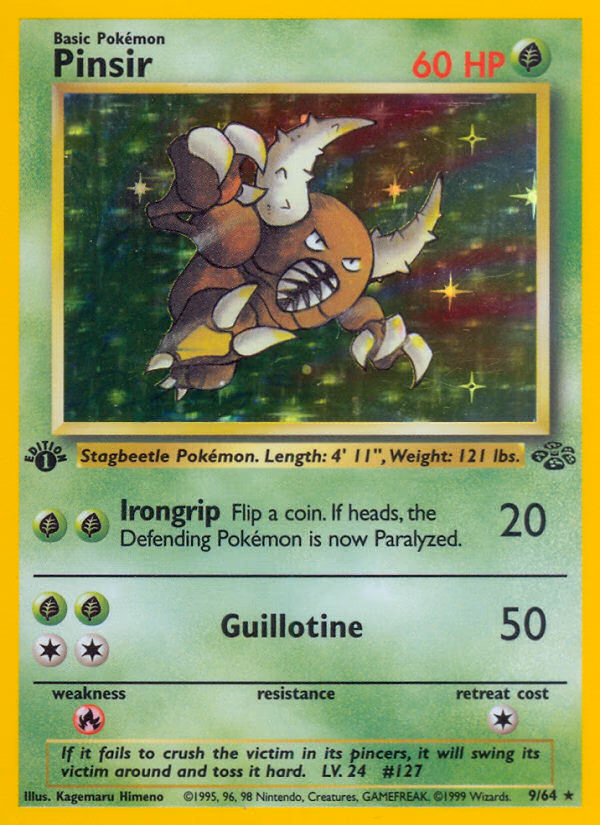 Pinsir (1st Edition) Pokemon card (9/64, Jungle)