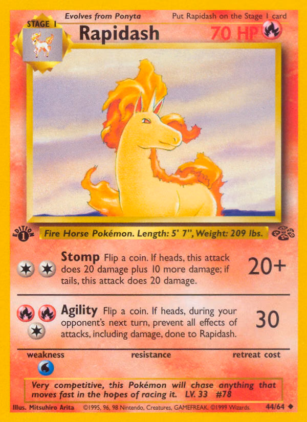 Rapidash (1st Edition) Pokemon card (44/64, Jungle)