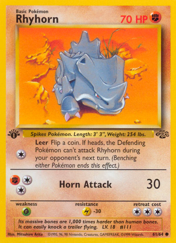 Rhyhorn (Unlimited) Pokemon card (61/64, Jungle)