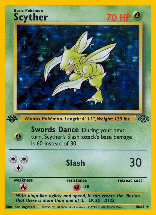 Scyther (Unlimited) Pokemon card (10/64, Jungle)