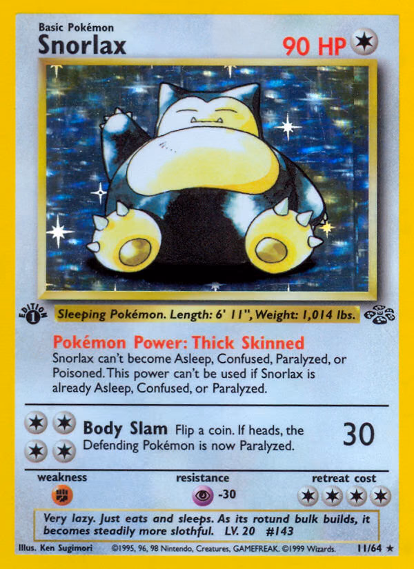 Snorlax (Unlimited) Pokemon card (11/64, Jungle)