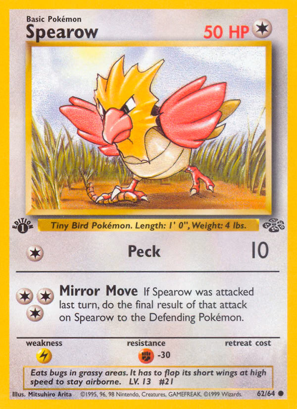 Spearow (1st Edition) Pokemon card (62/64, Jungle)
