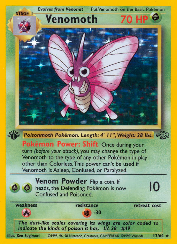 Venomoth (Unlimited) Pokemon card (13/64, Jungle)