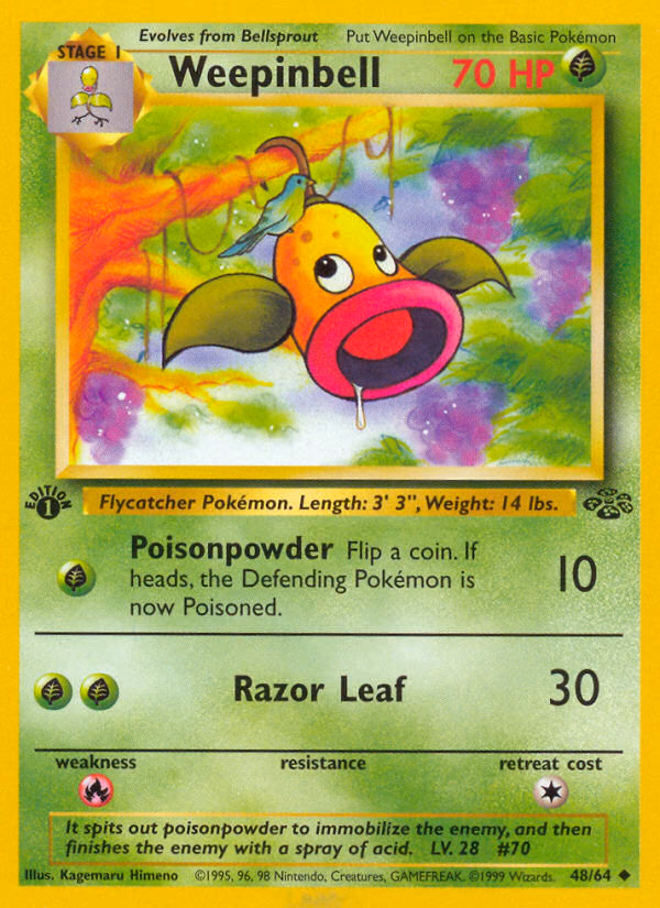 Weepinbell (Unlimited) Pokemon card (48/64, Jungle)