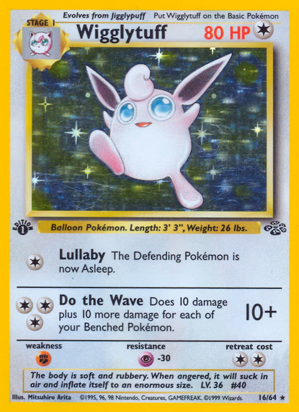 Wigglytuff (1st Edition) Pokemon card (16/64, Jungle)