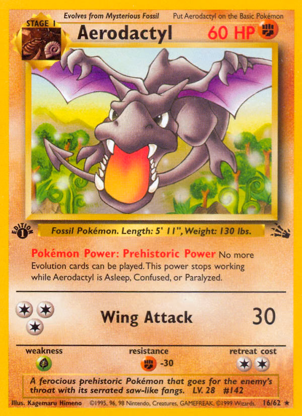 Aerodactyl (Unlimited) Pokemon card (16/62, Fossil)