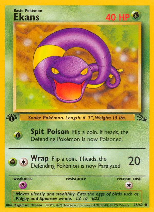 Ekans (Unlimited) Pokemon card (46/62, Fossil)