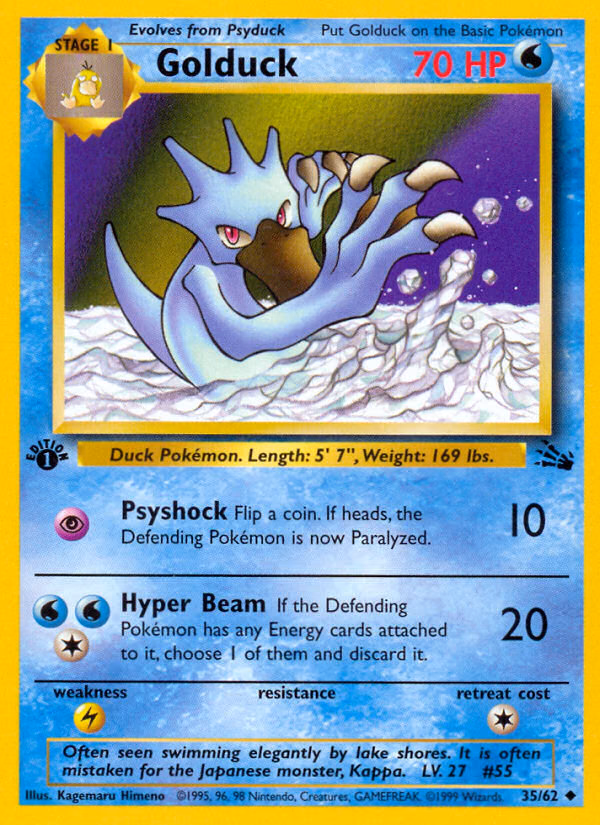 Golduck (Unlimited) Pokemon card (35/62, Fossil)