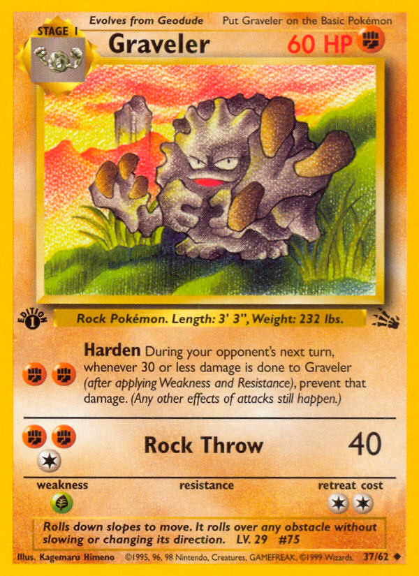Graveler (Unlimited) Pokemon card (37/62, Fossil)