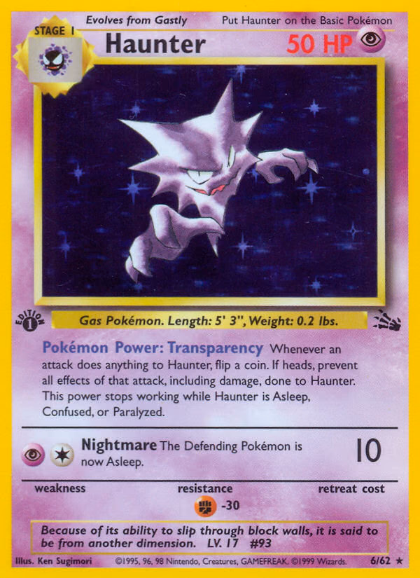 Haunter (1st Edition) Pokemon card (6/62, Fossil)