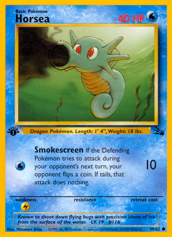 Horsea (Unlimited) Pokemon card (49/62, Fossil)