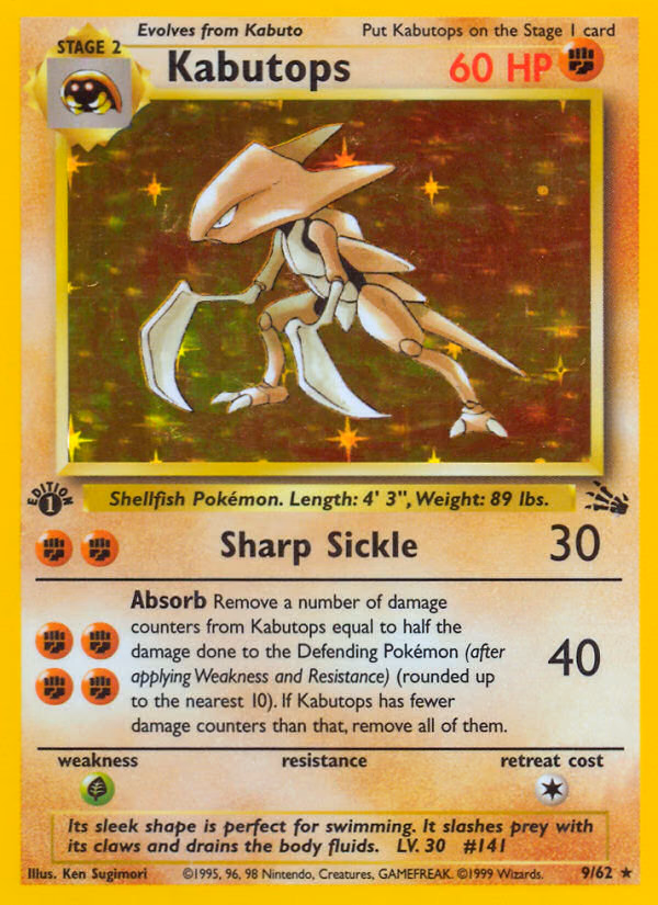Kabutops (Unlimited) Pokemon card (9/62, Fossil)