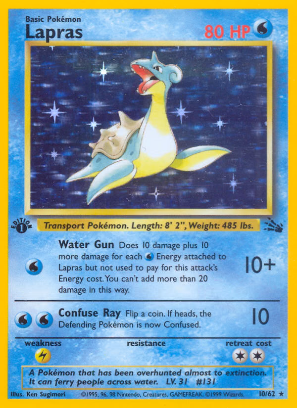Lapras (Unlimited) Pokemon card (10/62, Fossil)