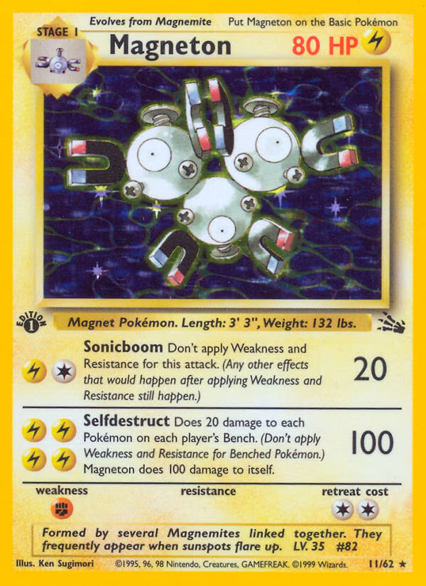 Magneton (1st Edition) Pokemon card (11/62, Fossil)