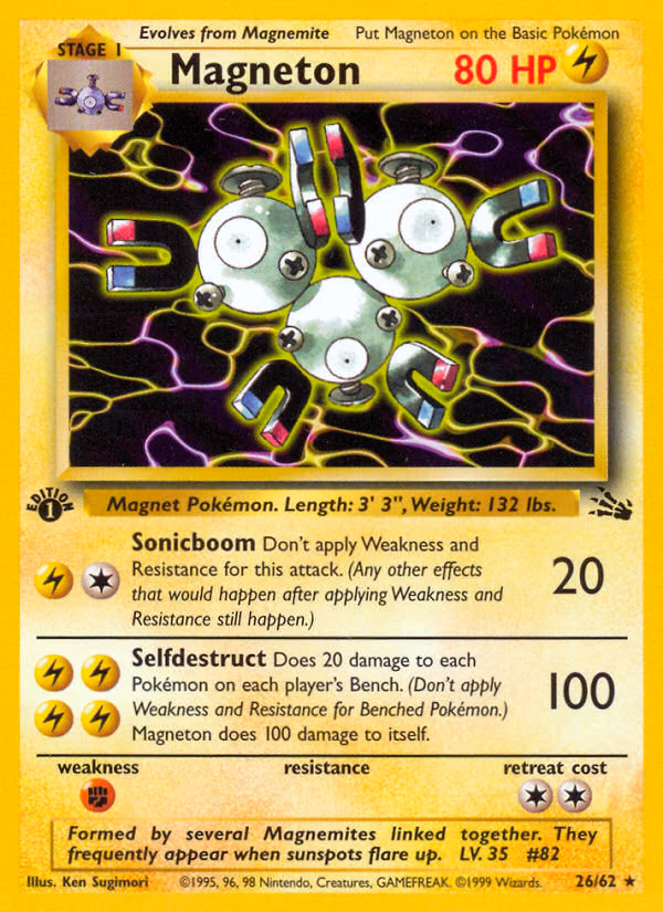 Magneton (1st Edition) Pokemon card (26/62, Fossil)