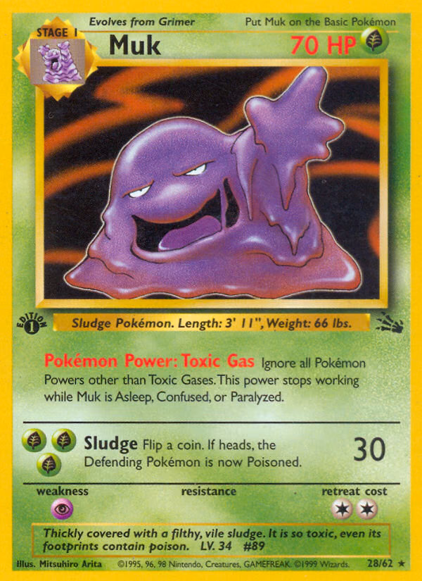 Muk (1st Edition) Pokemon card (28/62, Fossil)