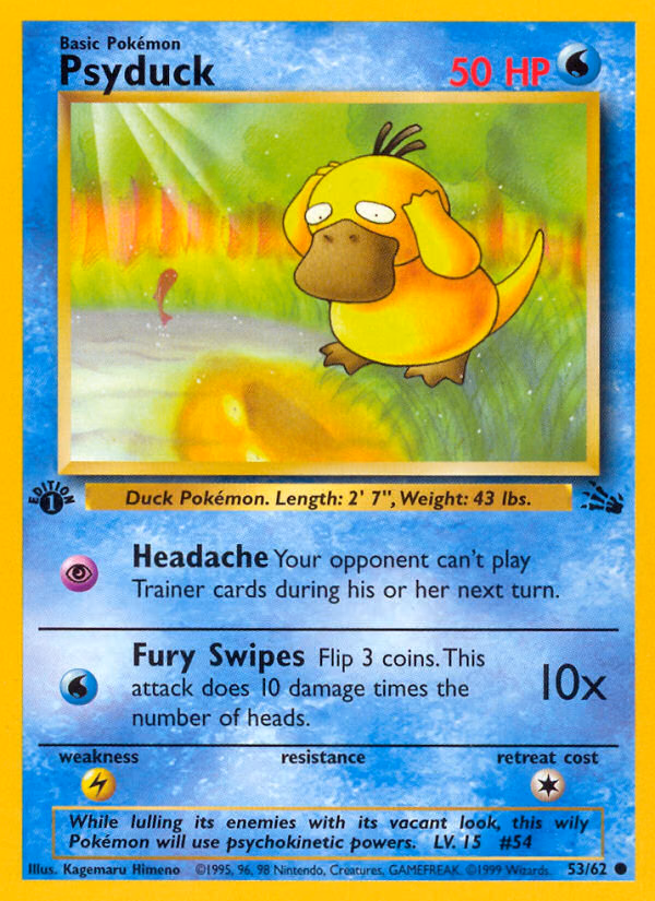 Psyduck (Unlimited) Pokemon card (53/62, Fossil)