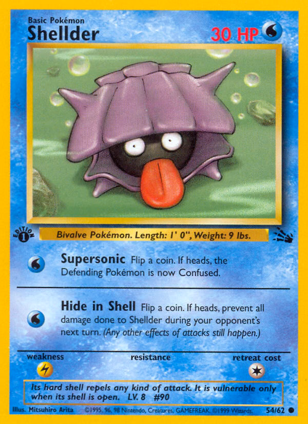 Shellder (Unlimited) Pokemon card (54/62, Fossil)