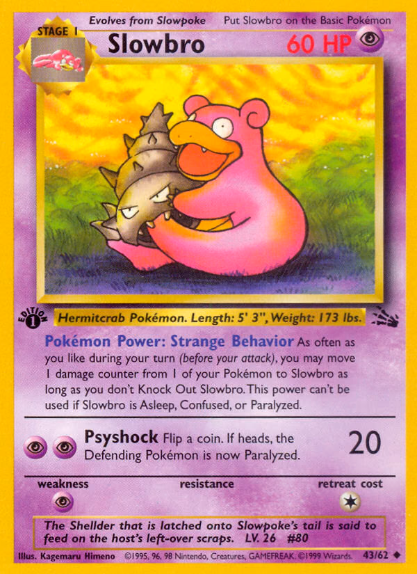 Slowbro (Unlimited) Pokemon card (43/62, Fossil)