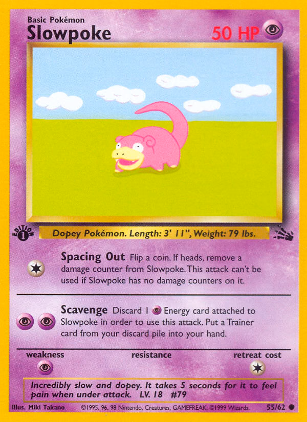 Slowpoke (Unlimited) Pokemon card (55/62, Fossil)