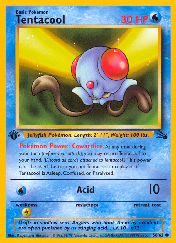 Tentacool (Unlimited) Pokemon card (56/62, Fossil)