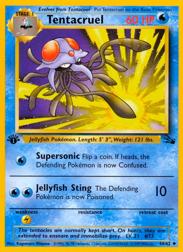 Tentacruel (Unlimited) Pokemon card (44/62, Fossil)