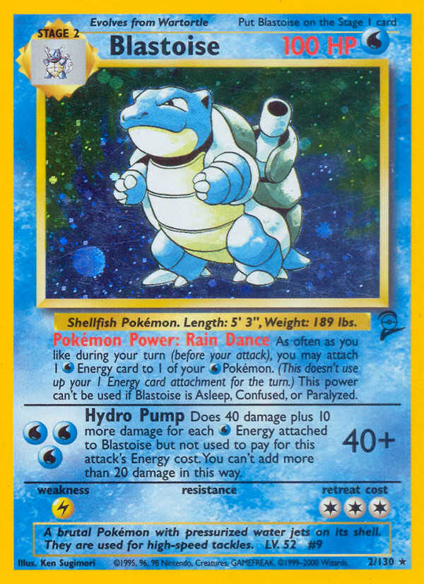 Blastoise Pokemon card (2/130, Base Set 2)