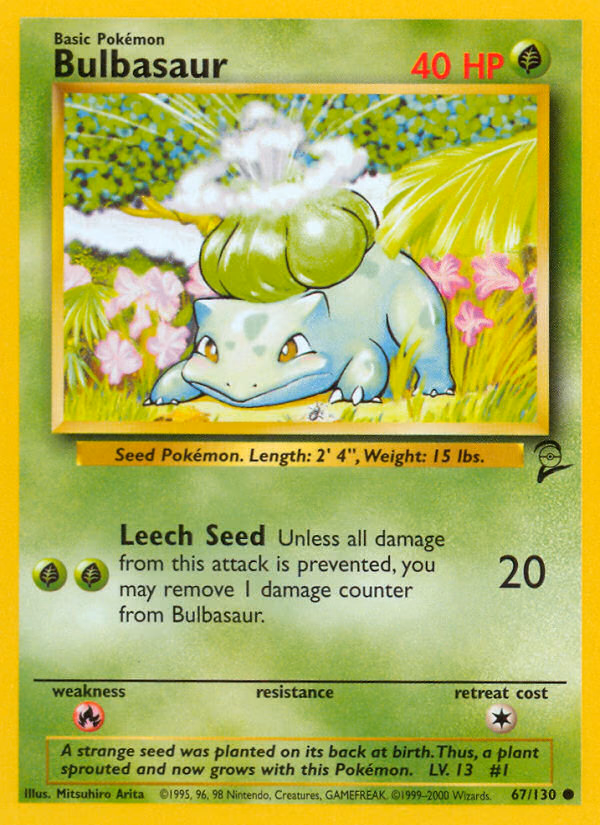 Bulbasaur Pokemon card (67/130, Base Set 2)