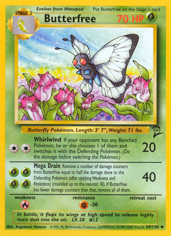 Butterfree Pokemon card (34/130, Base Set 2)