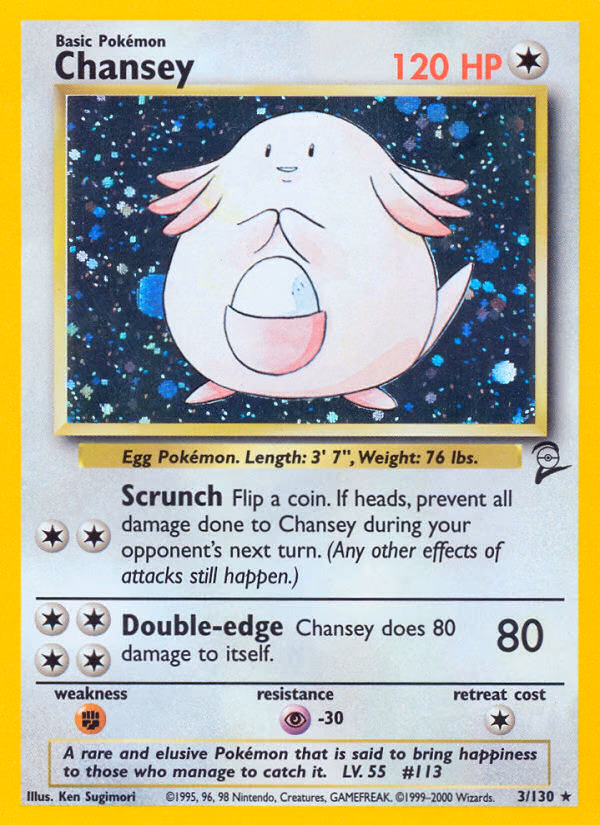 Chansey Pokemon card (3/130, Base Set 2)