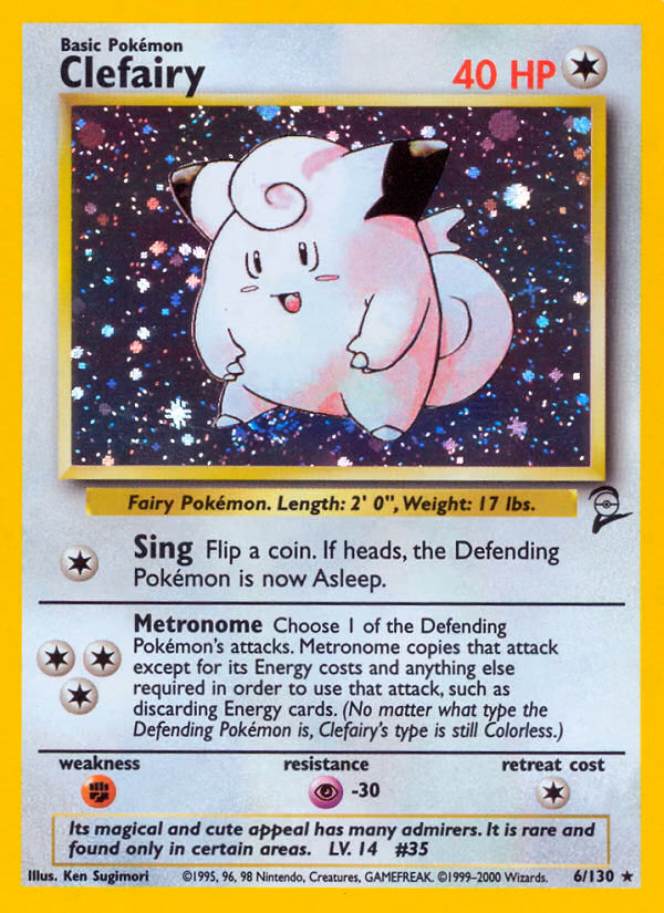 Clefairy Pokemon card (6/130, Base Set 2)