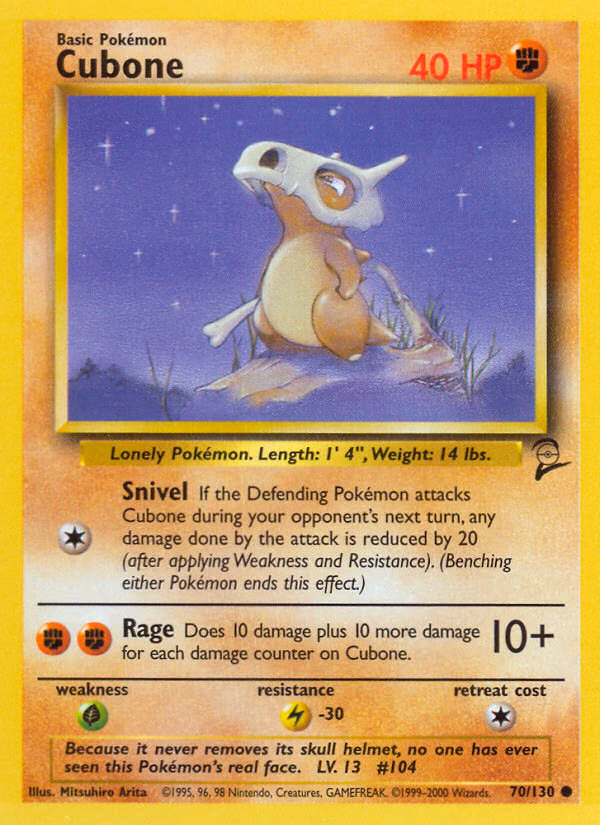 Cubone Pokemon card (70/130, Base Set 2)