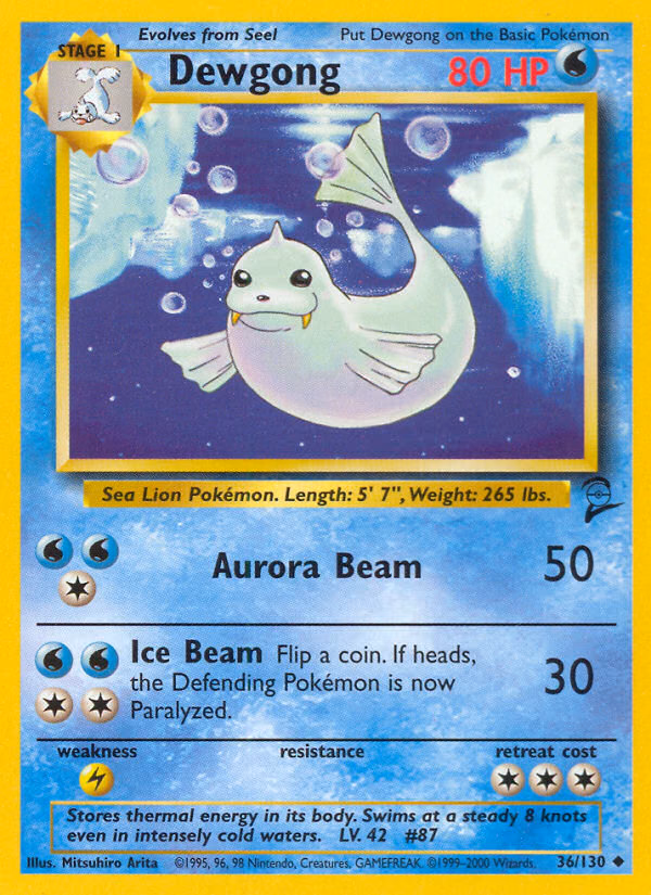 Dewgong Pokemon card (36/130, Base Set 2)