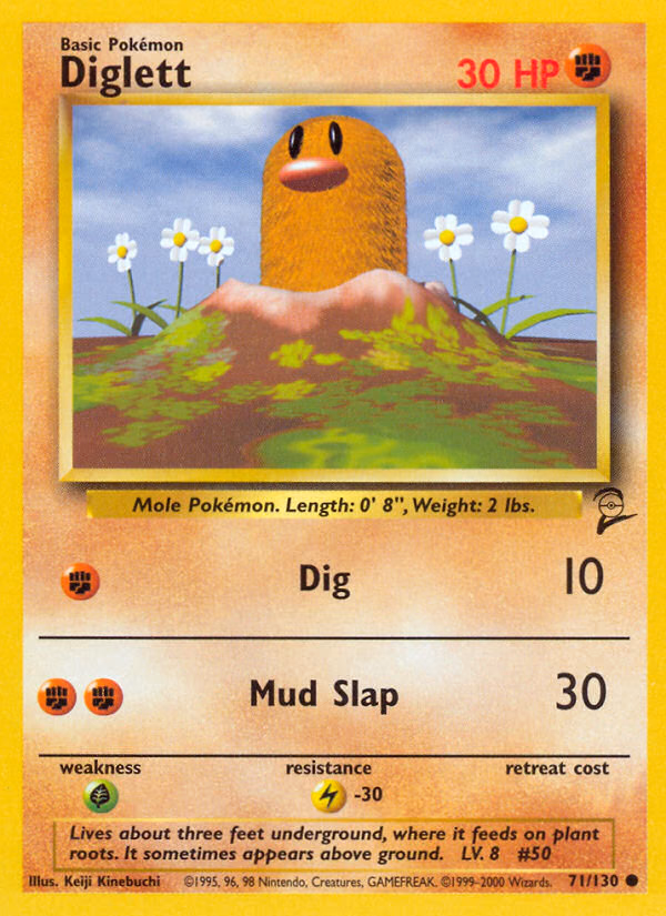 Diglett Pokemon card (71/130, Base Set 2)