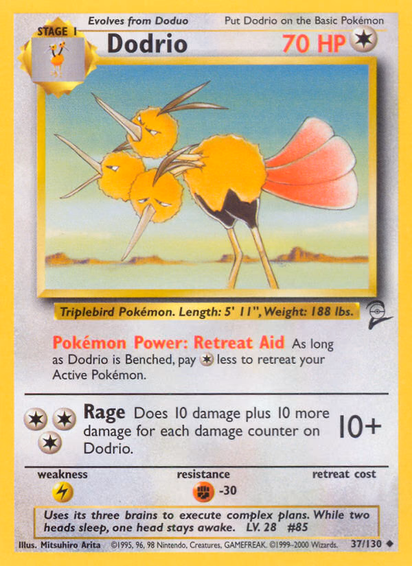 Dodrio Pokemon card (37/130, Base Set 2)