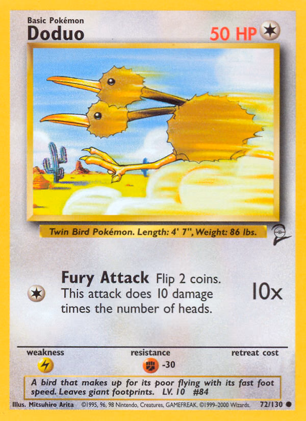 Doduo Pokemon card (72/130, Base Set 2)