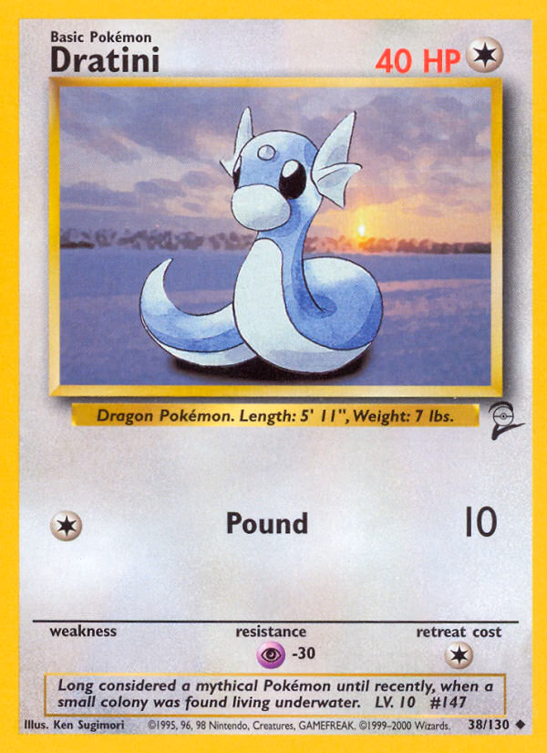 Dratini Pokemon card (38/130, Base Set 2)