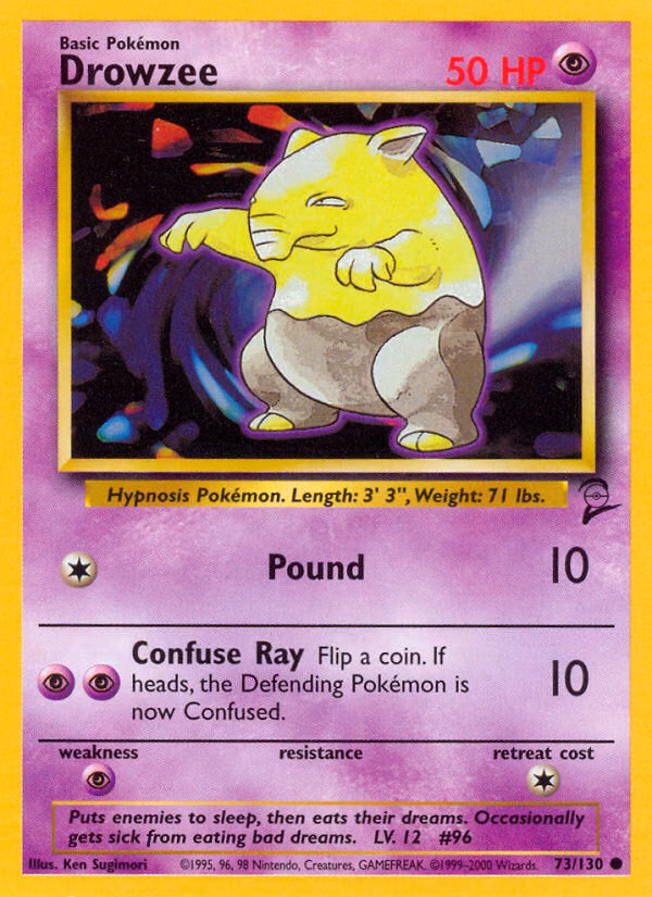 Drowzee Pokemon card (73/130, Base Set 2)